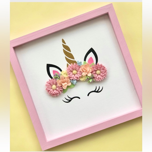 Felt and Fauna Other - Pink Unicorn Decor/ Unicorn Art/Unicorn Flower Crown